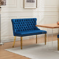 Velvet Double Dining Loveseat Bench 2 Seat Tufted Bench W Handmade Buttons Wing Back Gold Plated Steel Legs Single Pack