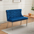 Velvet Double Dining Loveseat Bench 2 Seat Tufted Bench W Handmade Buttons Wing Back Stainless Steel Legs Single Pack