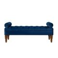 Velvet End Of Bed Bench Navy Hallway Bench Ottoman Bench For Bedroom Simple Indoor Bench Leisure Bench