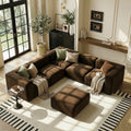 Velvet Modular L Shaped Sectional Sofa With Ottoman