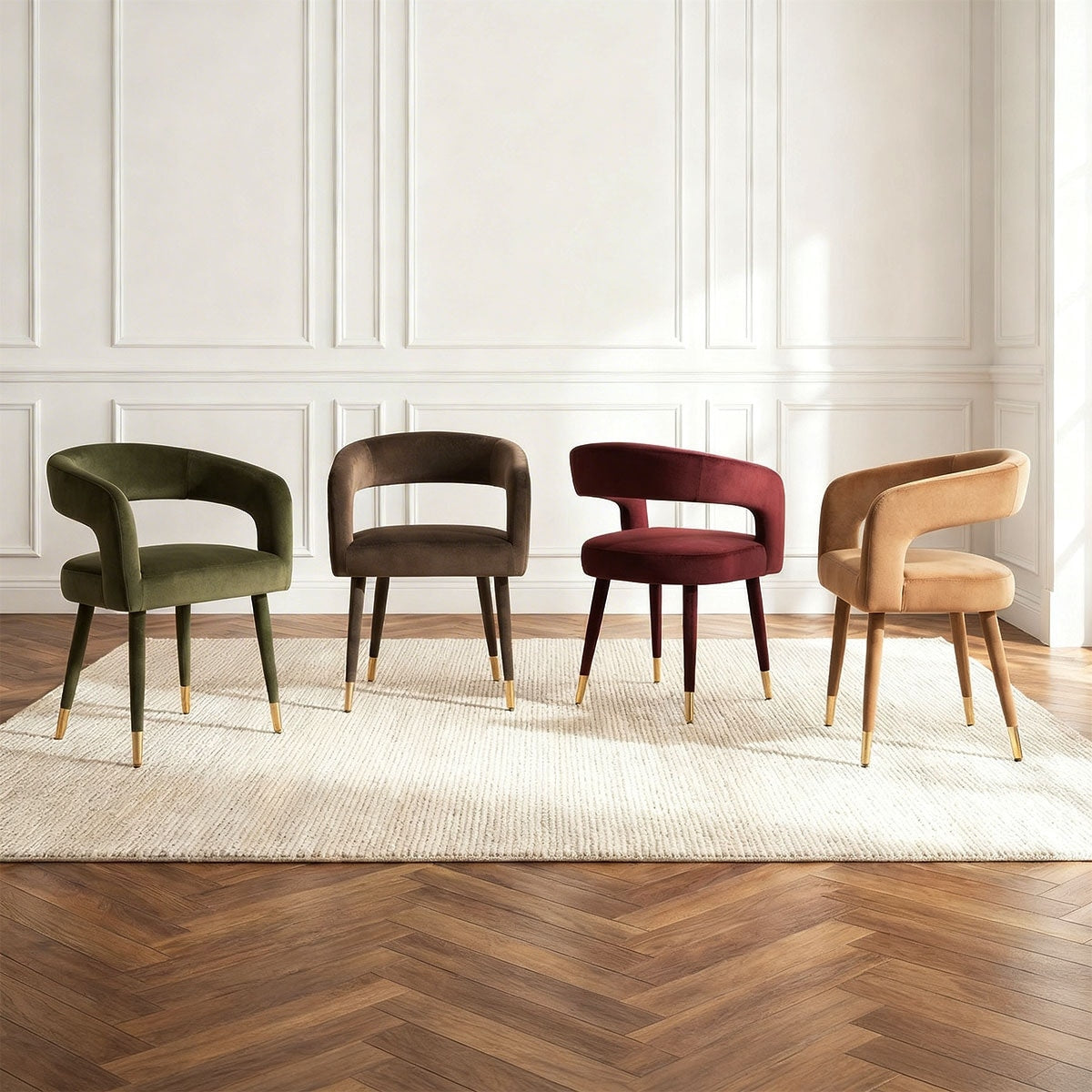 Velvet Open Barrel Back Dining Chairs Set Of 2
