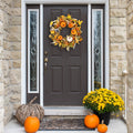 Velvet Pumpkins And Wheat Artificial Fall Harvest Wreath 24 Inch Unlit