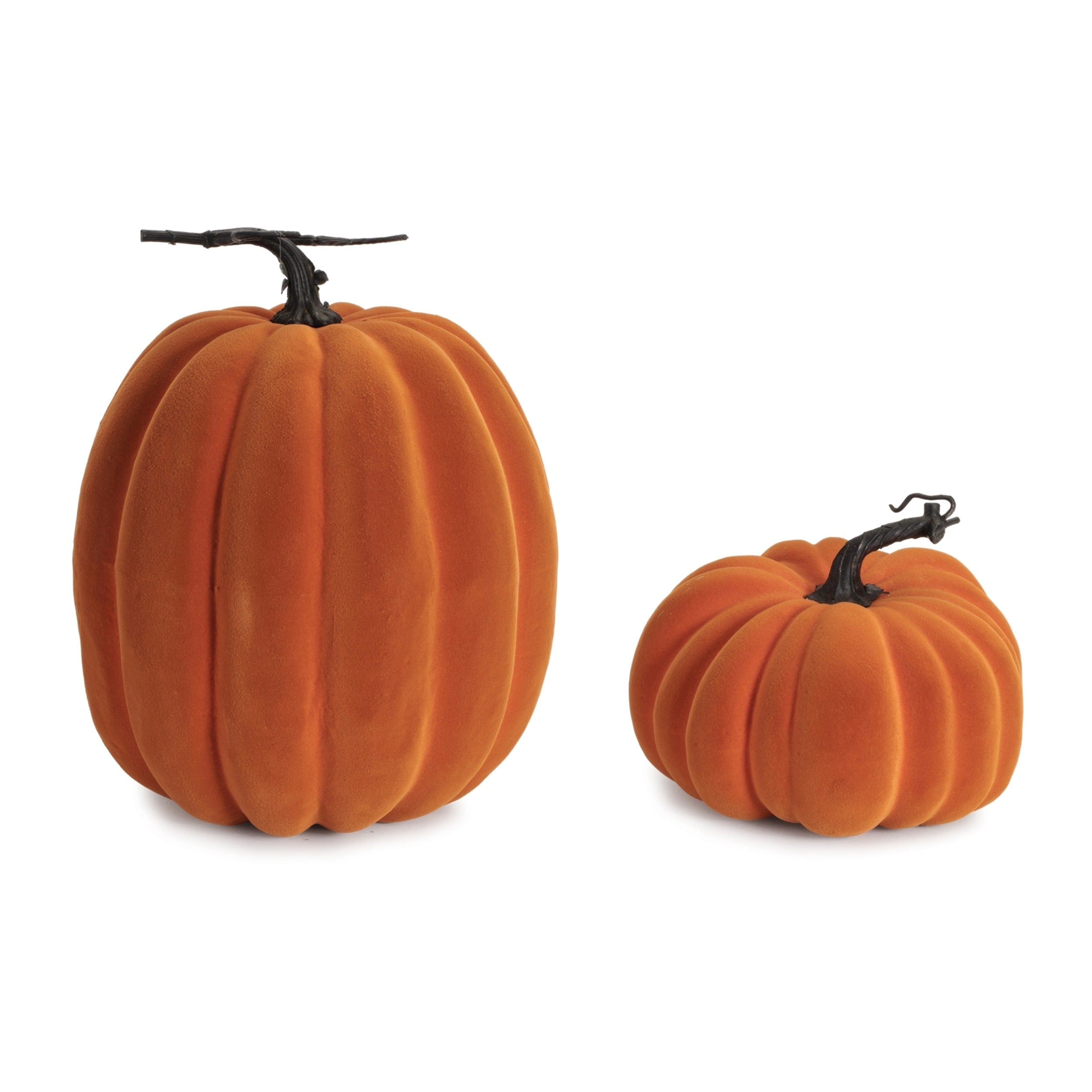 Velvet Textured Pumpkin Accent Set Set Of 2