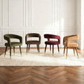Velvet Upholstered Barrel Back Dining Chair With Gold Capped Legs Set Of 4