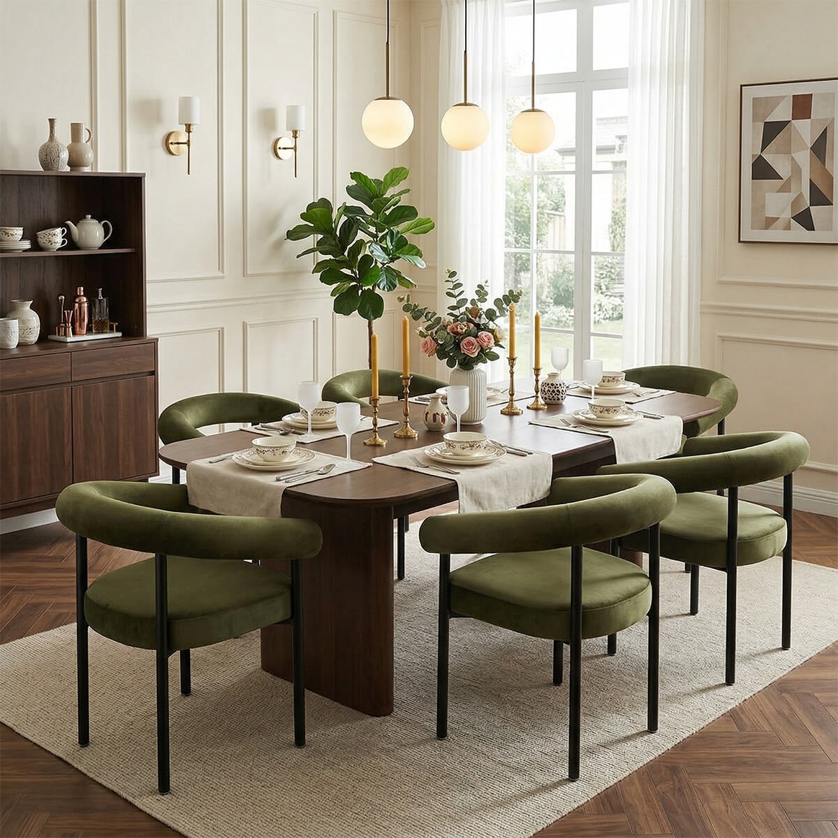 Velvet Upholstered Chairs Set Of 6
