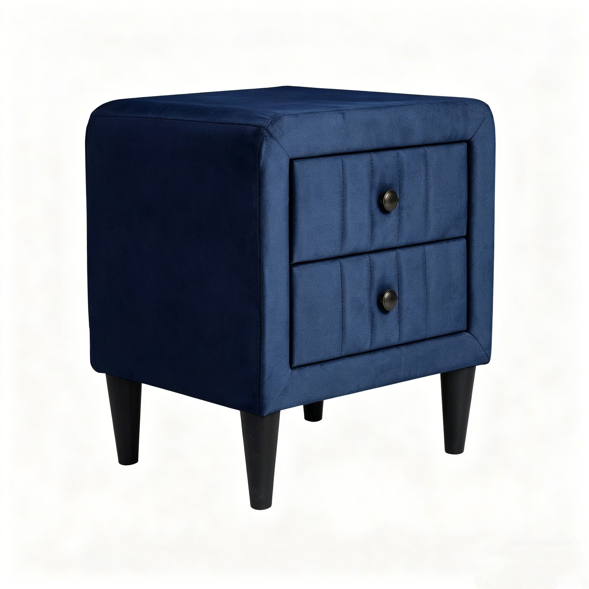 Velvet Upholstered Nightstand With 2 Drawers Modern Bedside Table With Storage Elegant Accent End Table 20 Inch