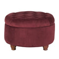 Velvet Upholstered Wooden Ottoman With Tufted Lift Off Lid Storage Red