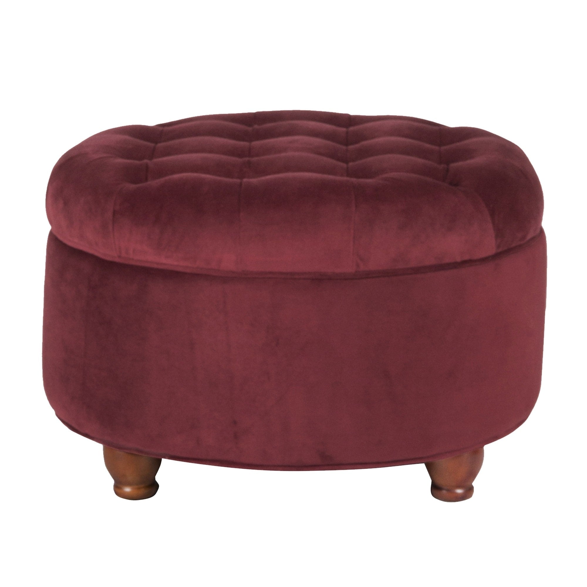 Velvet Upholstered Wooden Ottoman With Tufted Lift Off Lid Storage Red