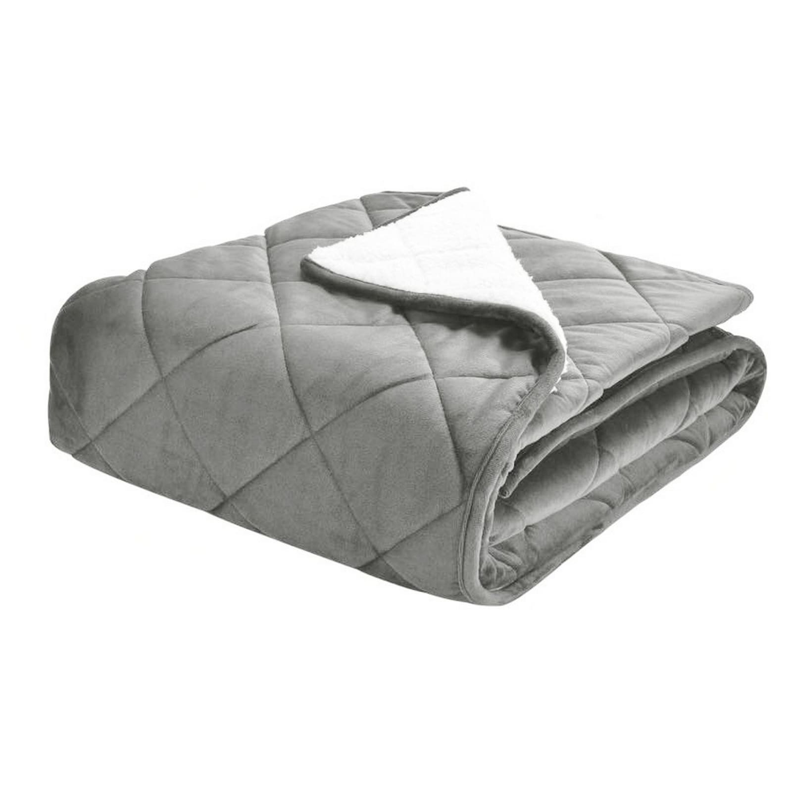 Velvet And Sherpa Quilted Foot Pocket Throw
