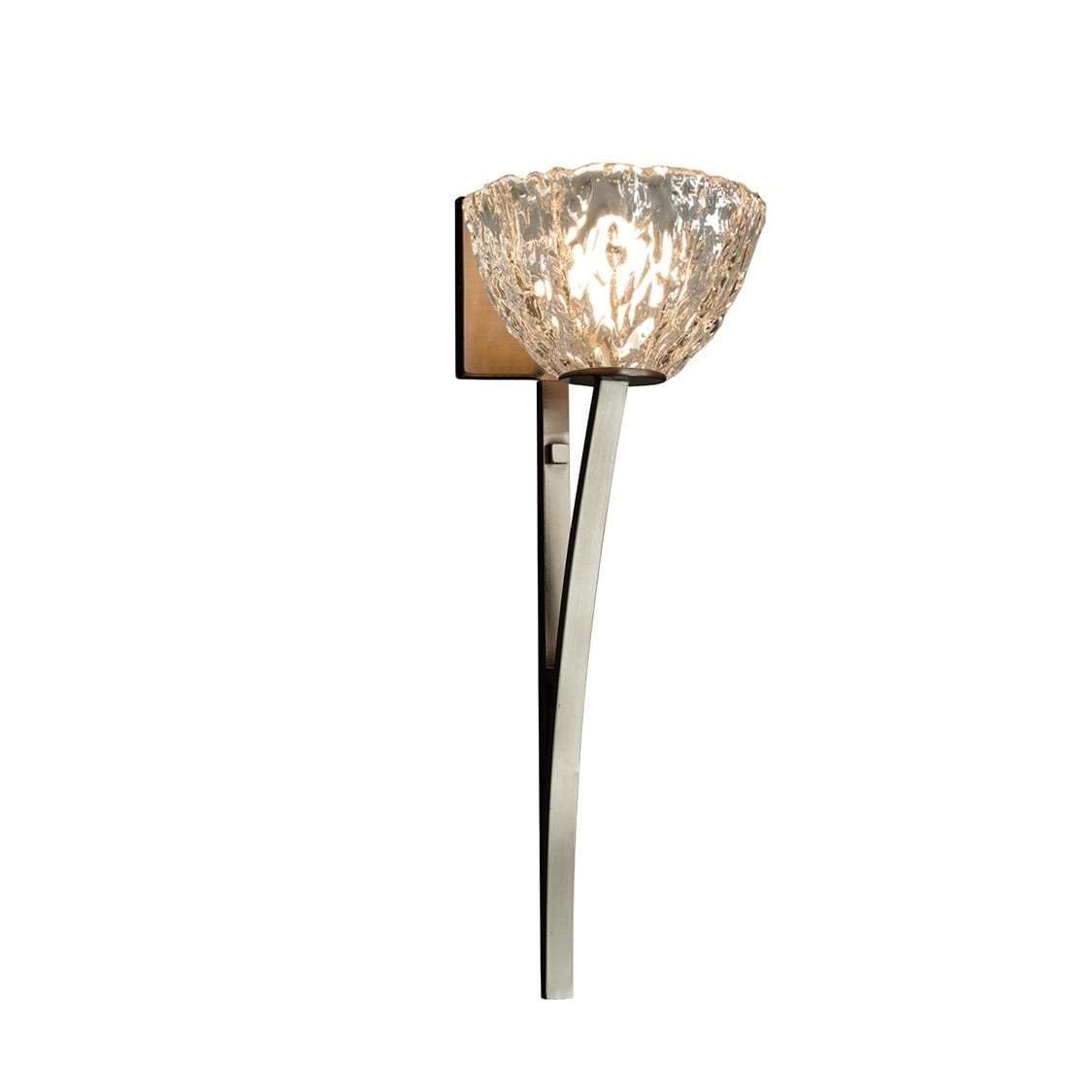 Veneto Luce Collection Sabre 1 Light Brushed Nickel Wall Sconce Clear Textured Shade