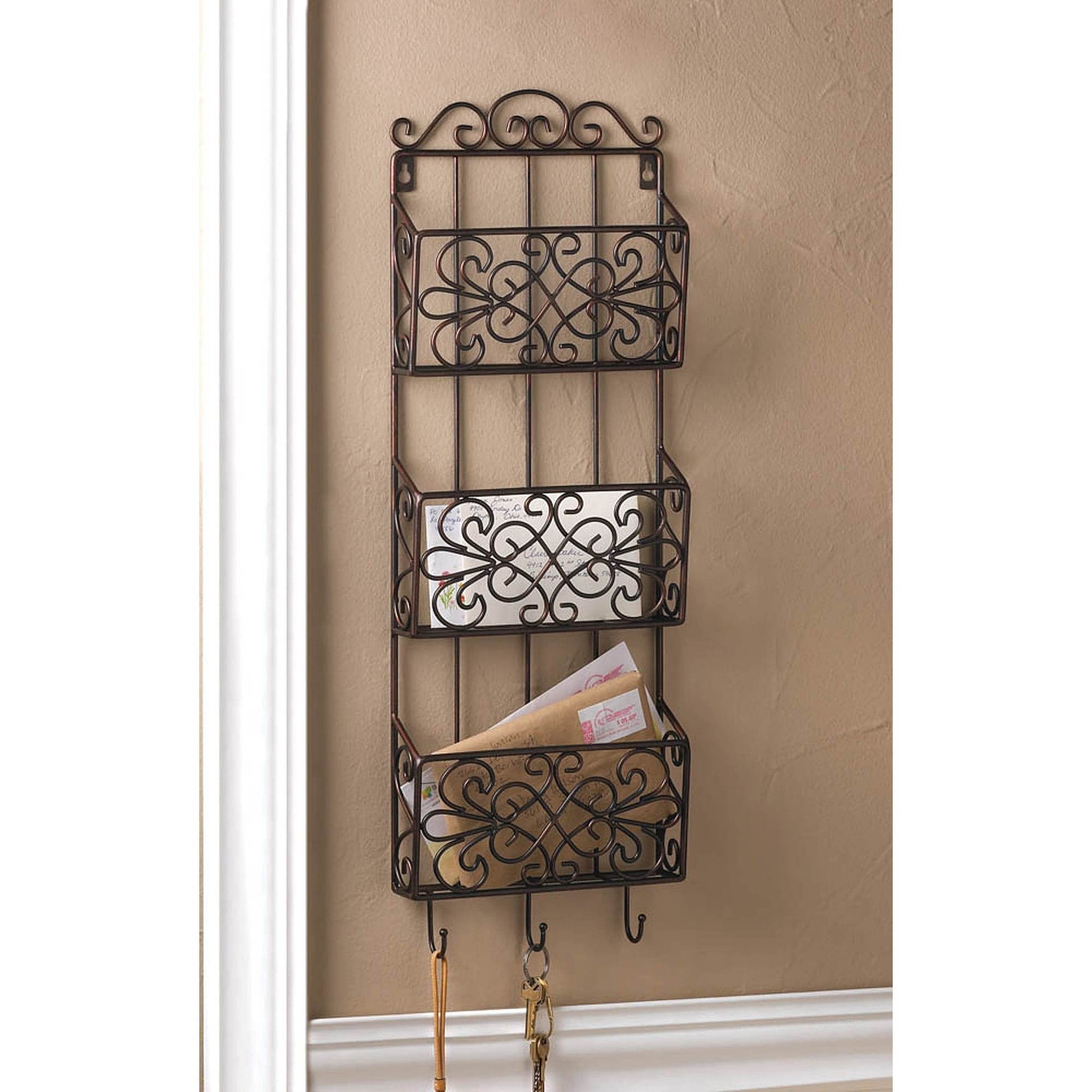 Venice Decorative Three Tier Metal Wall Rack