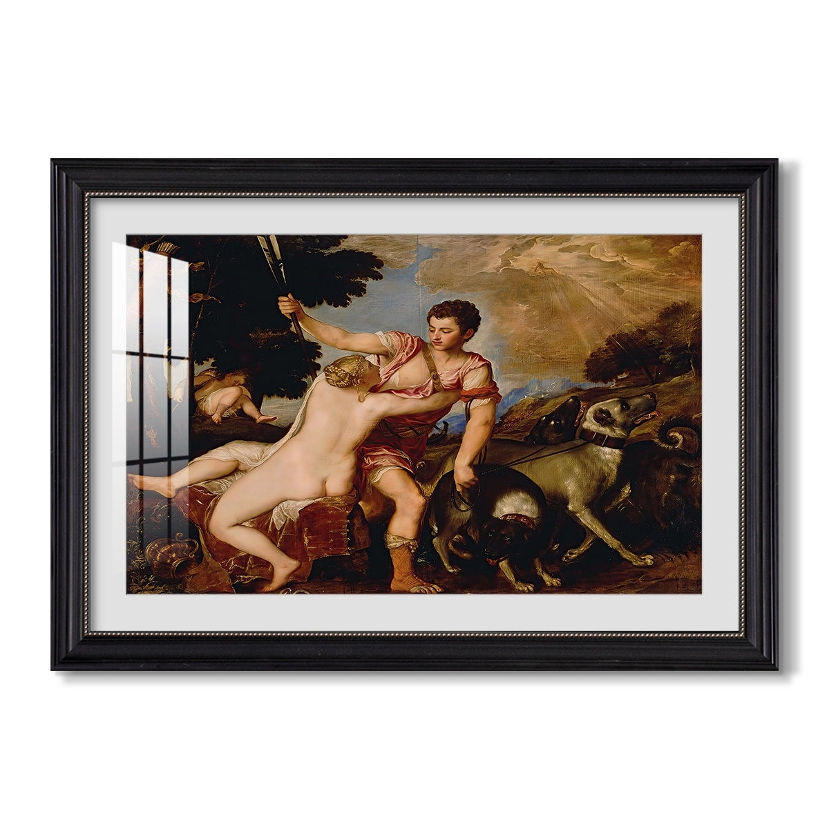 Venus And Adonis 1554 Titian Custom Framed Print