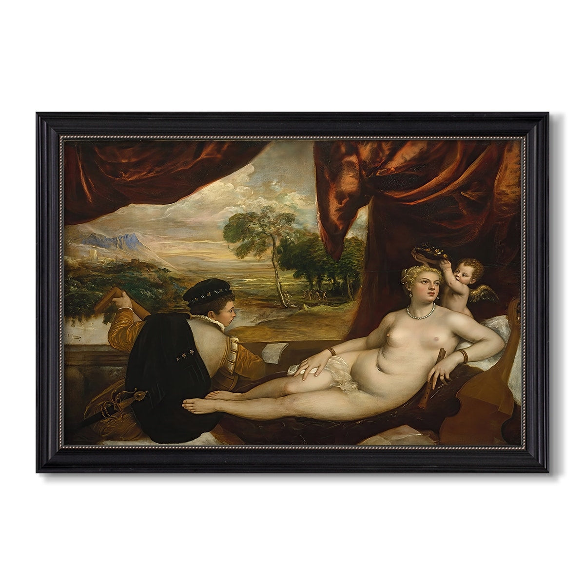 Venus And The Lute Player C 1565 1570 Titian Custom Framed Canvas