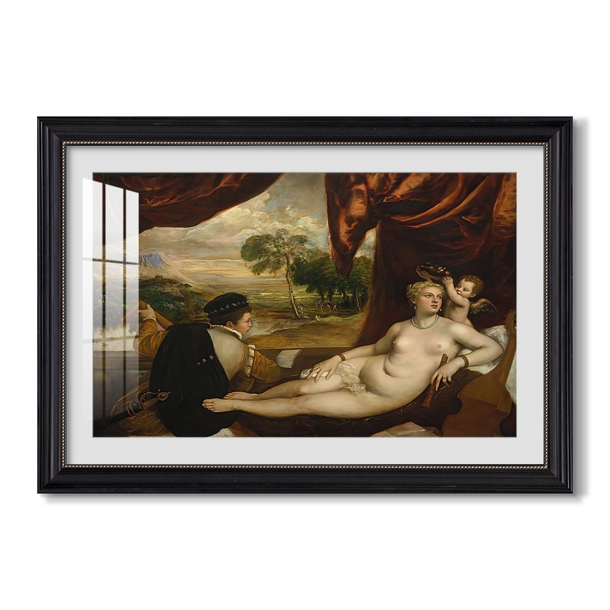 Venus And The Lute Player C 1565 1570 Titian Custom Framed Print