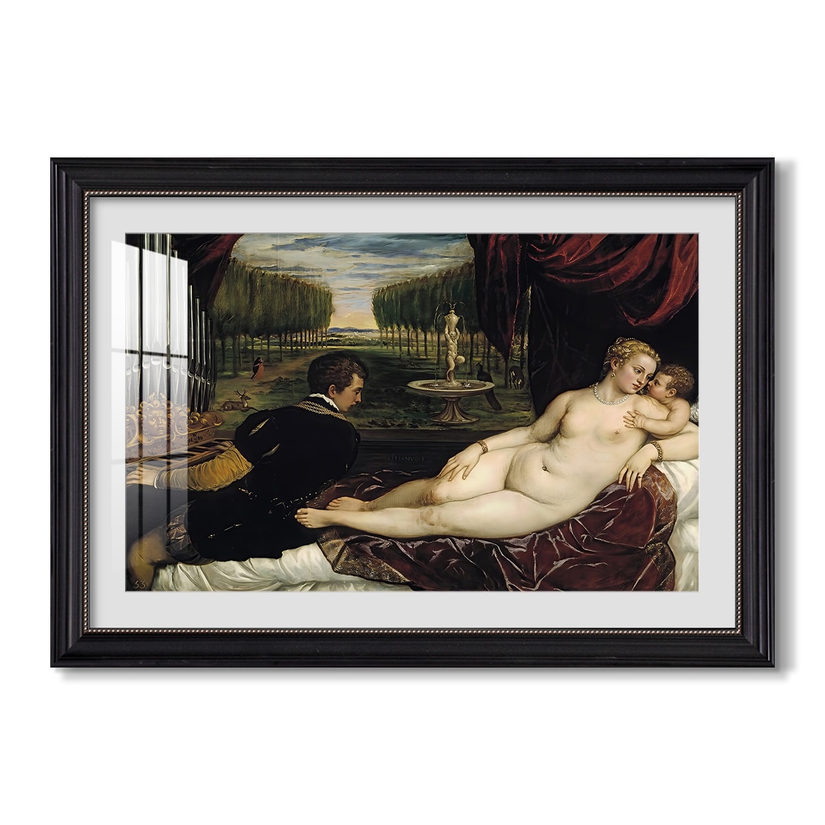Venus With An Organist And Cupid C 1555 Titian Custom Framed Print