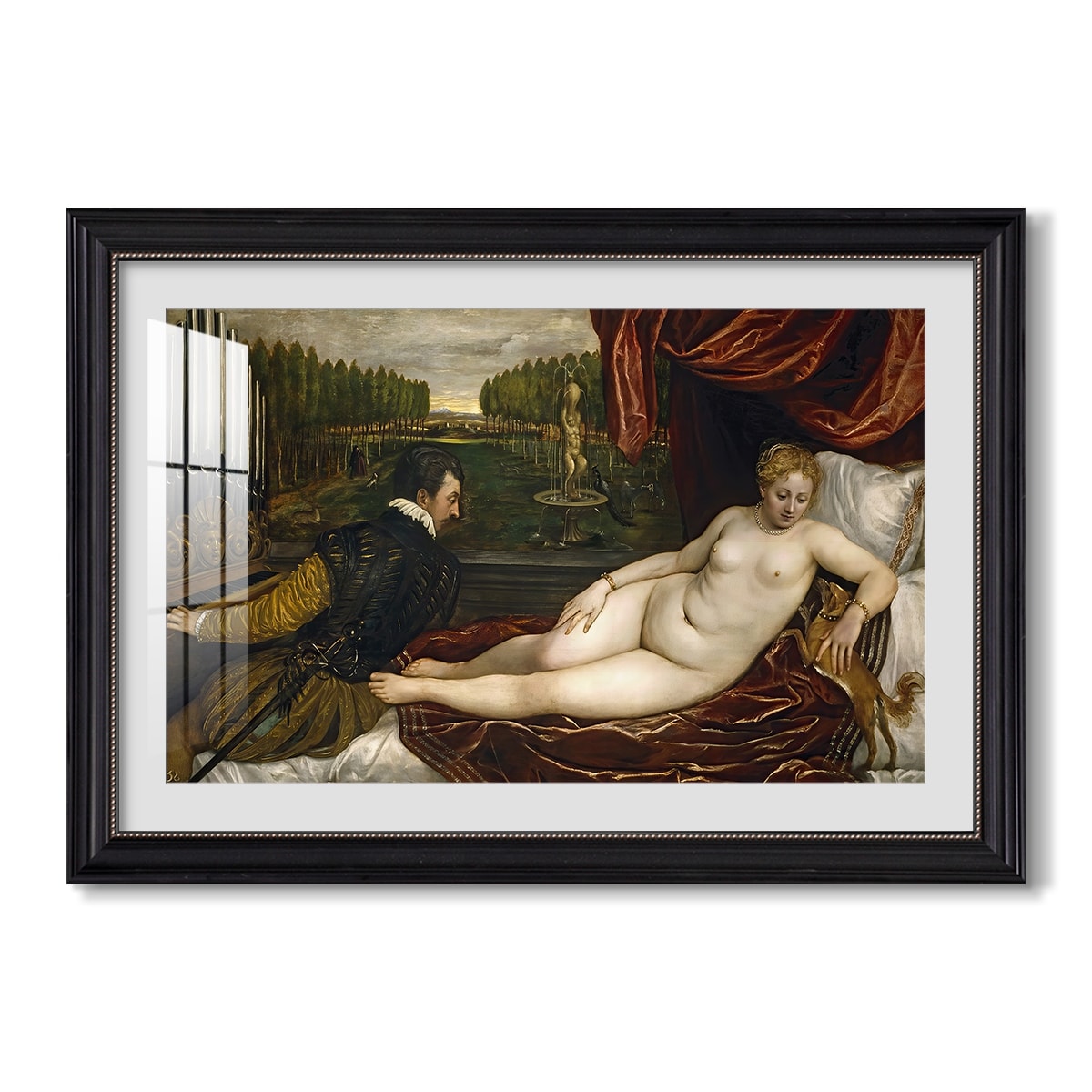 Venus With An Organist And A Dog C 1550 Titian Custom Framed Print