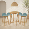 Vera 5 Piece Wood Bar Set In Natural Finish Bar Height Dining Set