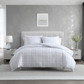 Vera Wang Blurred Plaid Cotton Comforter Set Reversible Blue 3 Piece