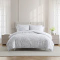 Vera Wang Nebulous Flower Reversible Cotton Tailored Comforter Set Modern Grey 3 Piece