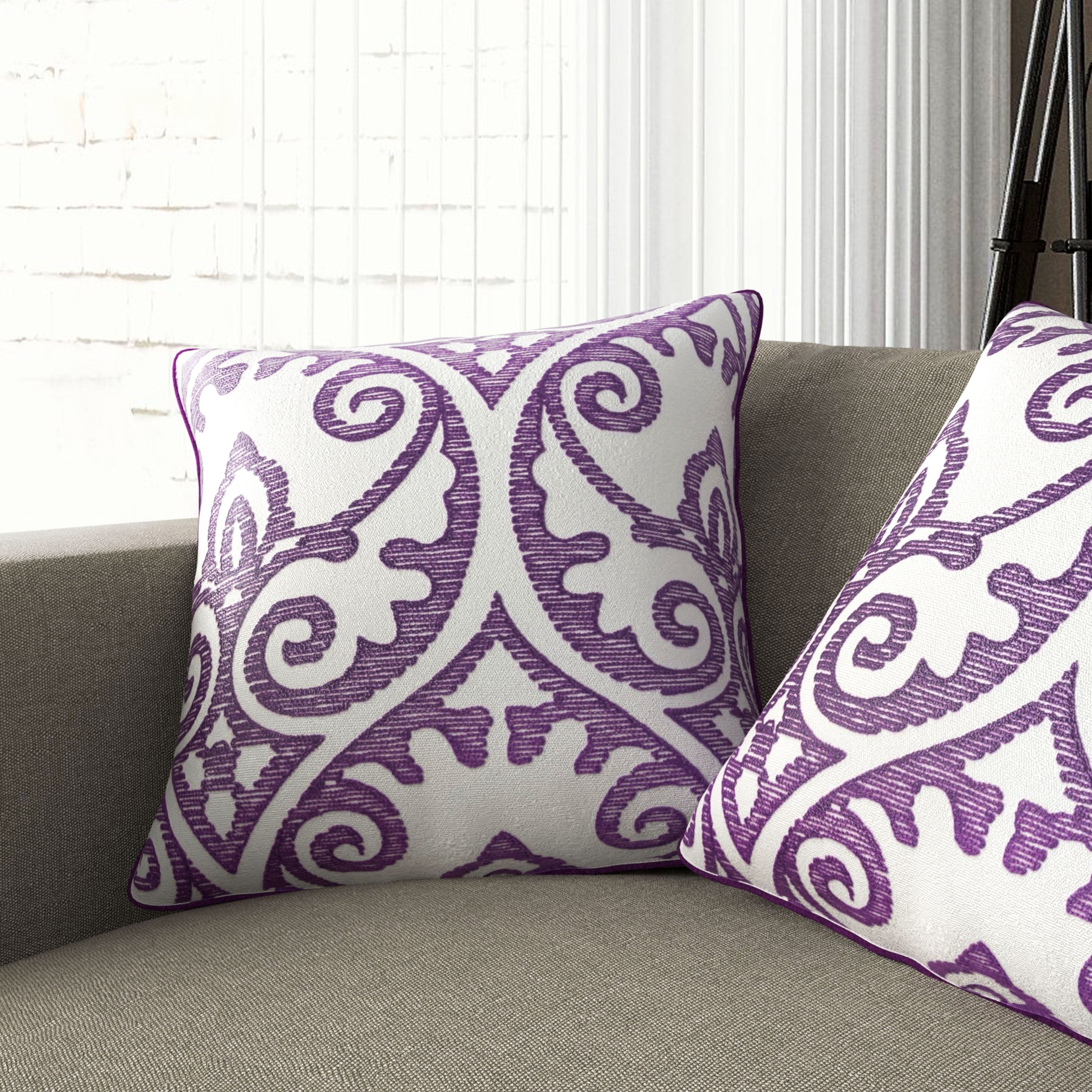 Gracewood Hollow Ejubovic Contemporary Purple And White Accent Pillows Set Of 2