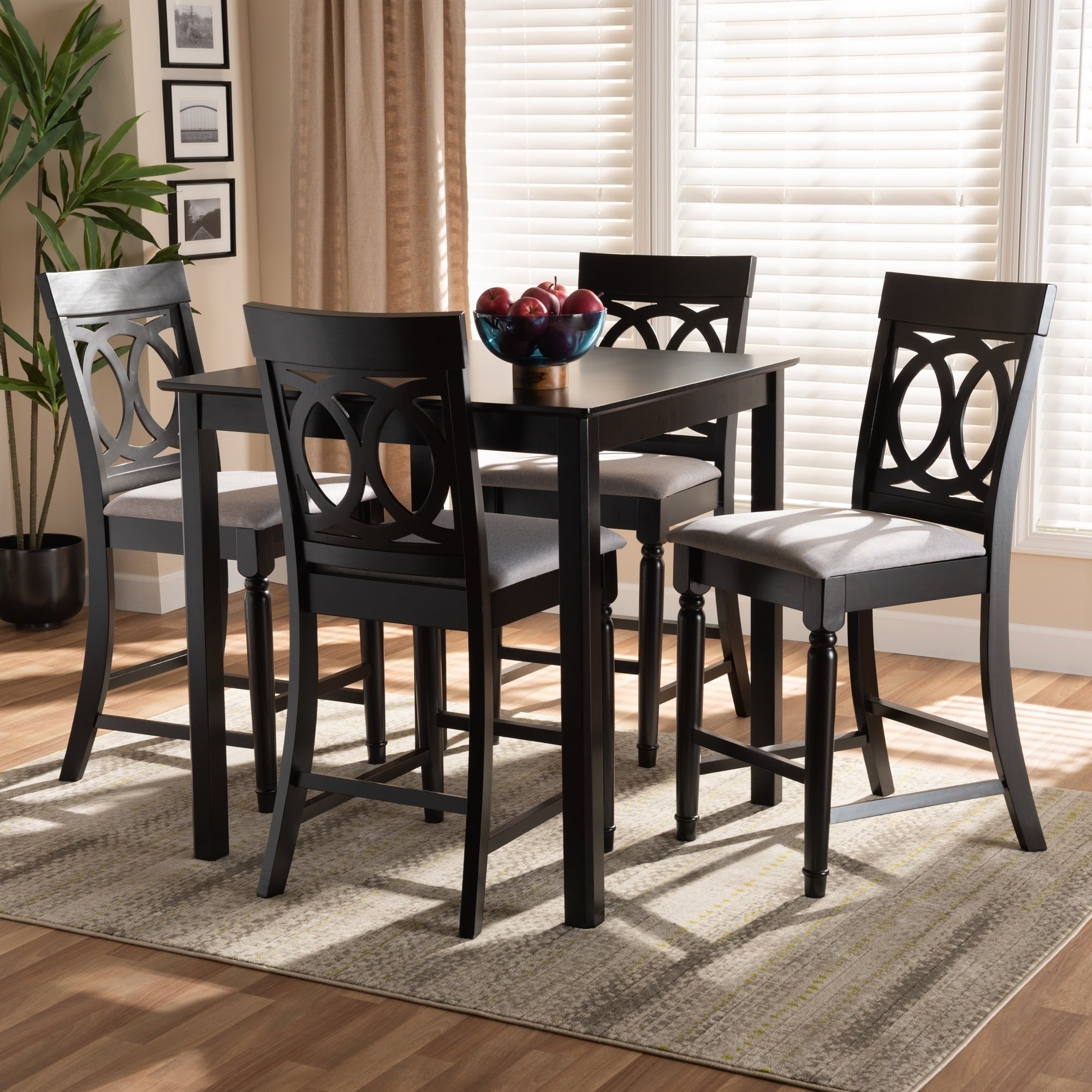 Verina Modern And Contemporary Grey Upholstered 5 Piece Wood Pub Set