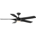 Vernal Collection 60 Inch 5 Blade Matte Black Led Wifi Transitional Indoor Outdoor Smart Ceiling Fan 60