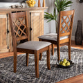 Verner Grey Fabric Walnut Finished Wood 2 Pc Dining Chair Set