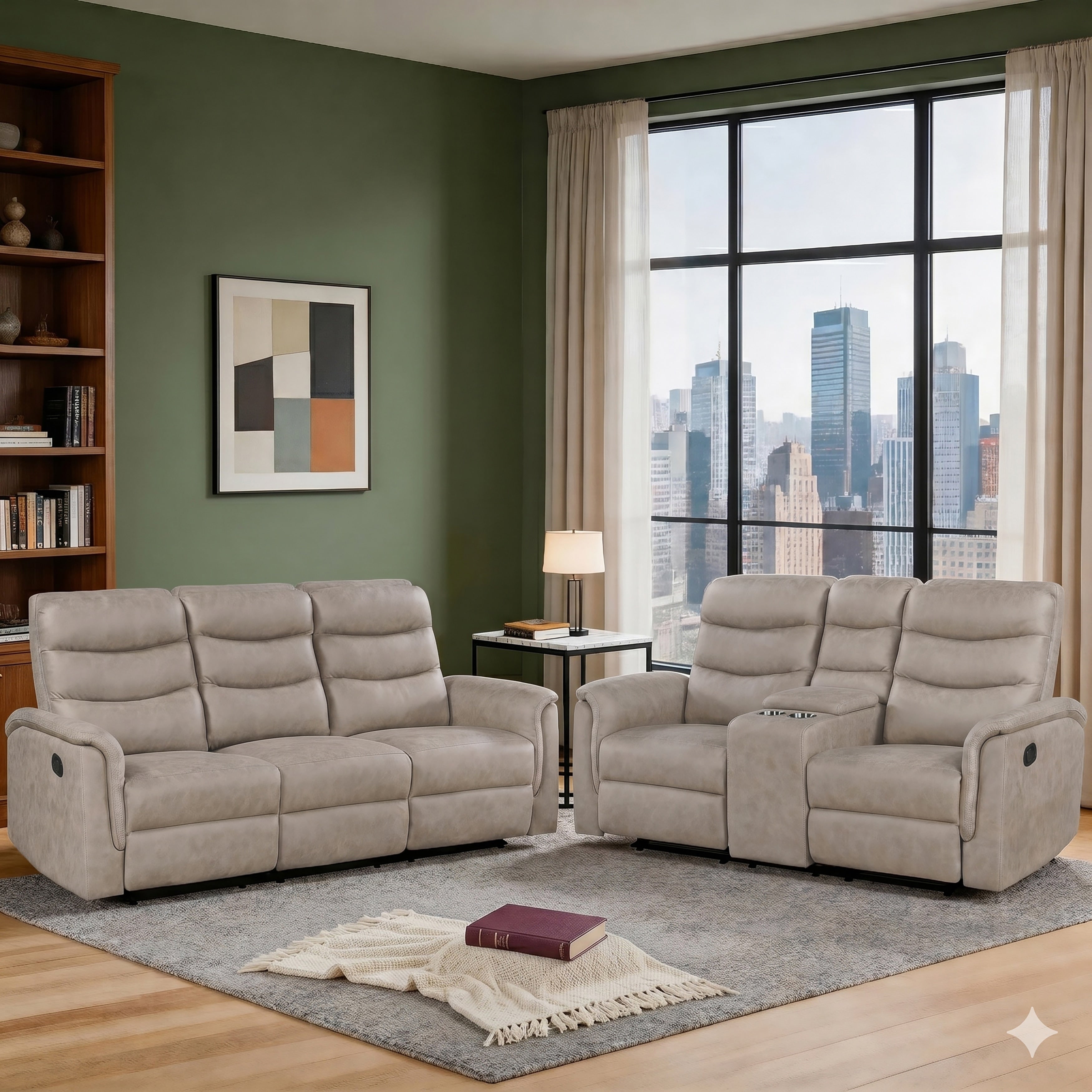 Vero Microfiber 2 Piece Manual Double Reclining Sofa Sets