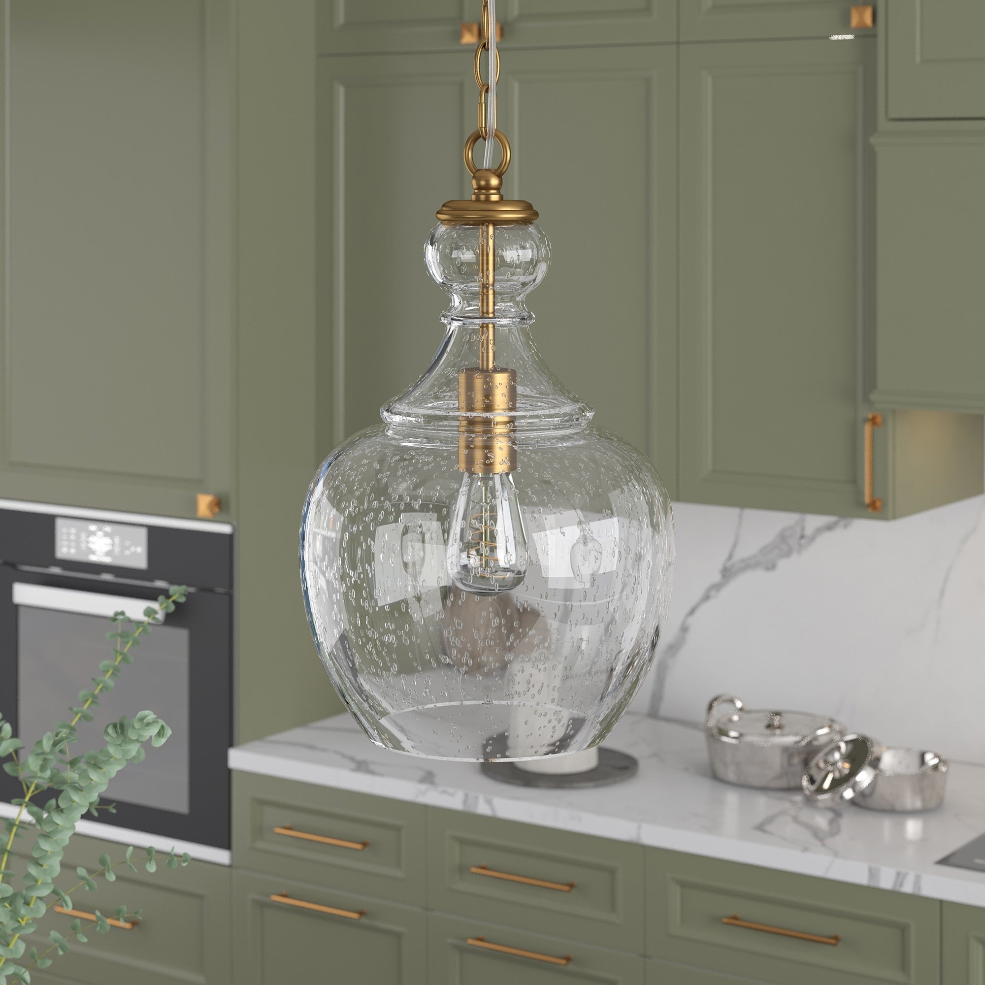 Westford Brass And Seeded Glass Pendant