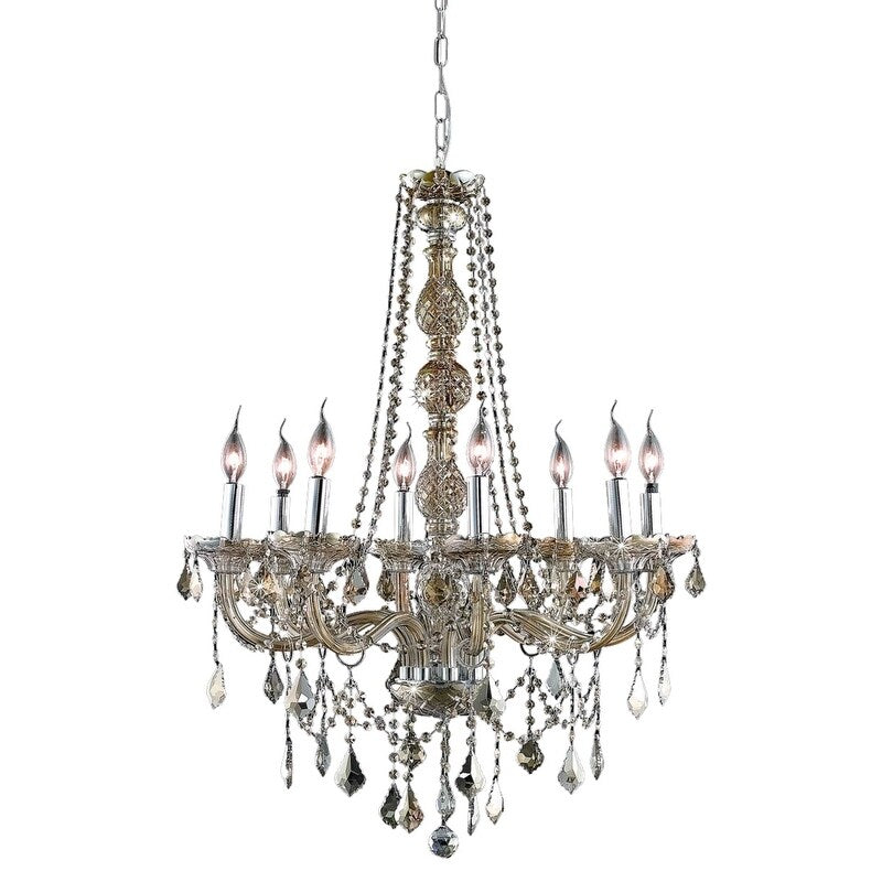 Verona 8 Light 28 In. Chandelier Available In Chrome Golden Teak Silver Shade