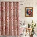 Verona Geometric Burgundy Cotton Fabric Shower Curtain By Jungalow