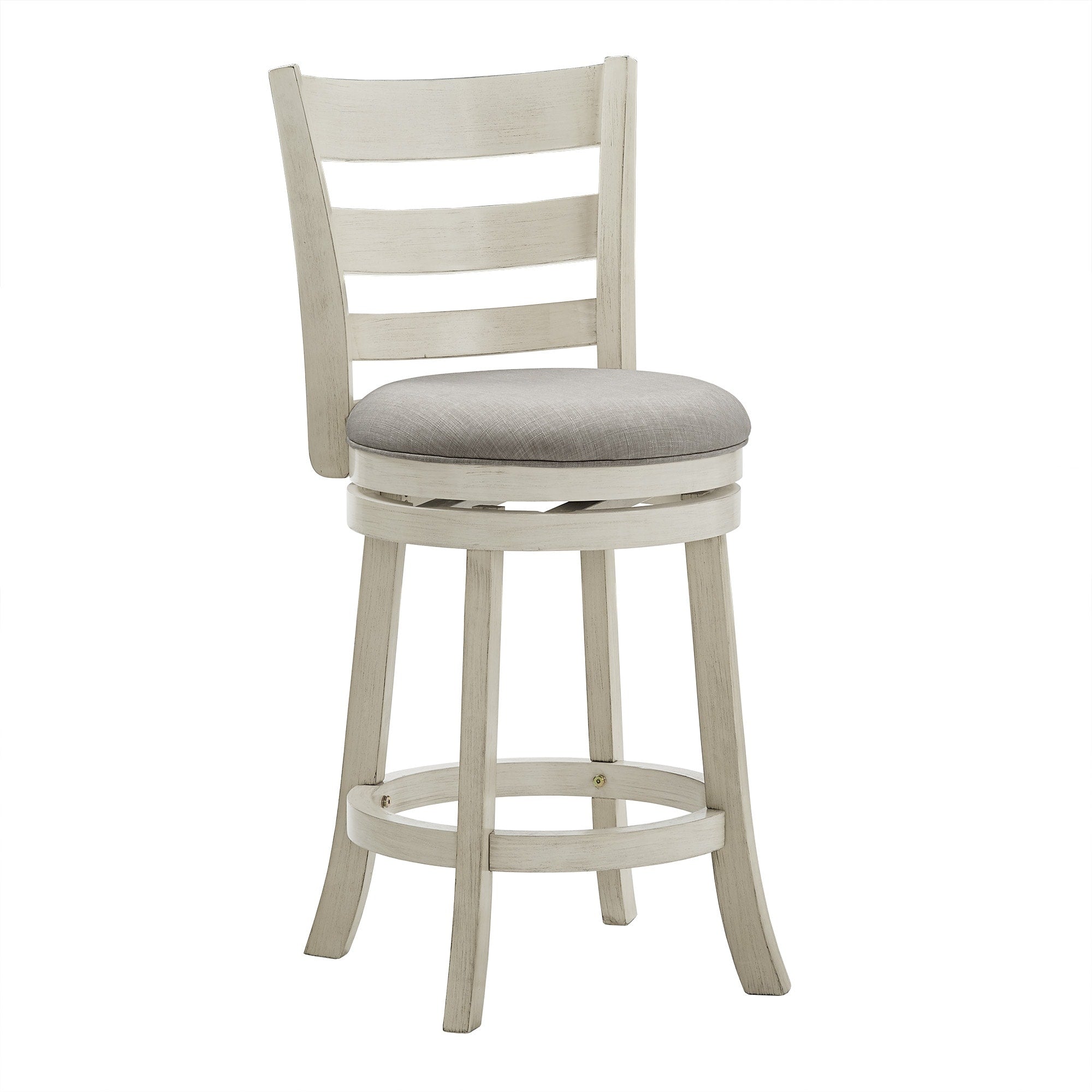 Verona Linen Ladder Back Swivel 24 Inch High Back Counter Height Stool By Inspire Q Classic