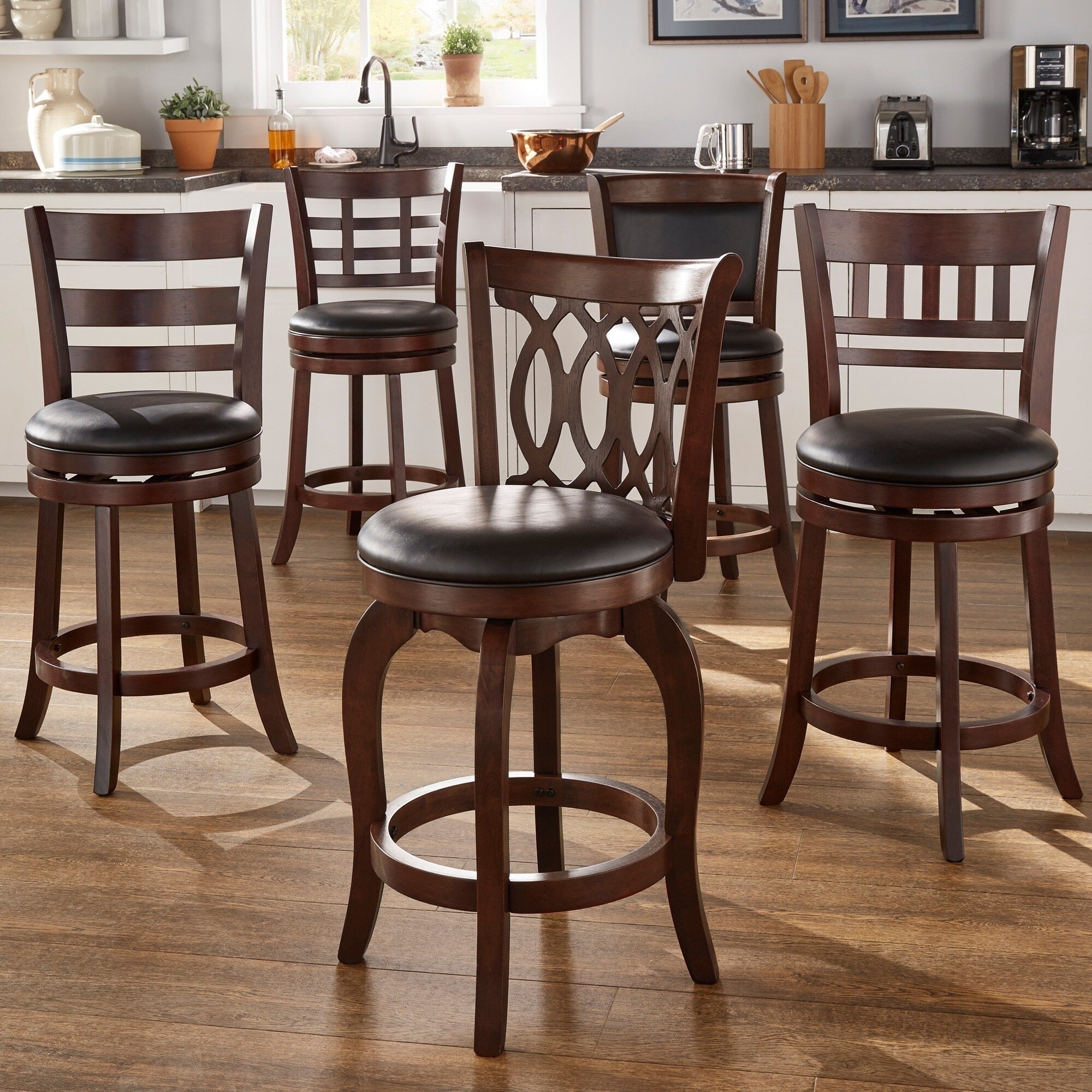 Verona Cherry Swivel 24 Inch High Back Counter Height Stool By Inspire Q Classic