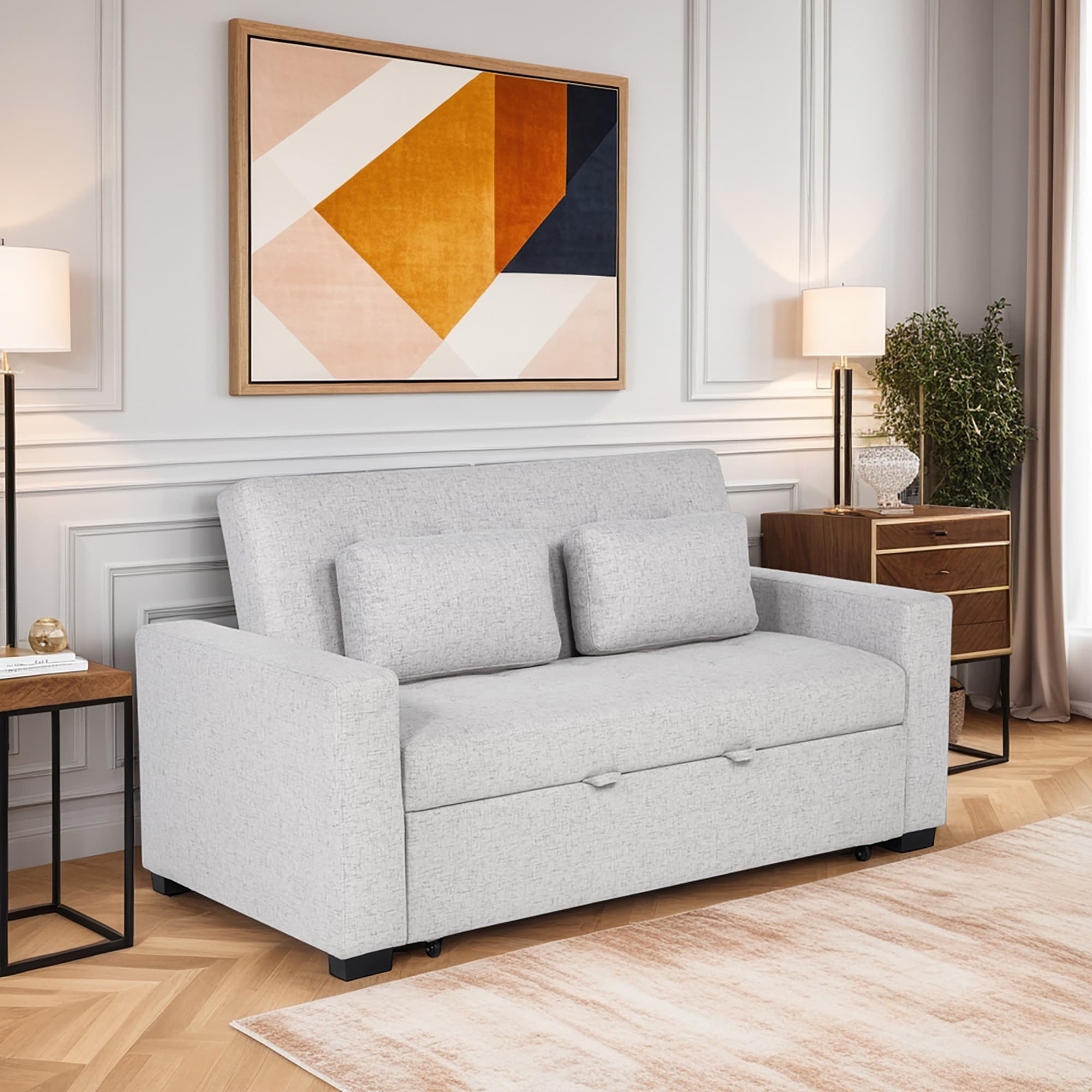 Drina Full Size Pull Out Sofa Bed Grey