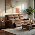 Verra Reclining Sofa With Cupholders Walnut Brown Faux Leather 80 Inch