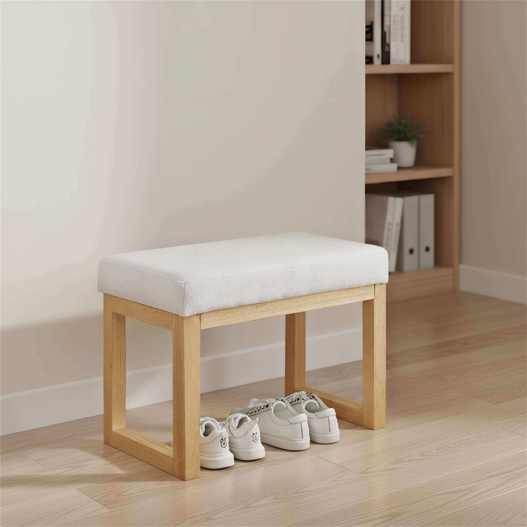 Versatile Entryway Bench Wooden Shoe Change Stool With Cushioned Seat