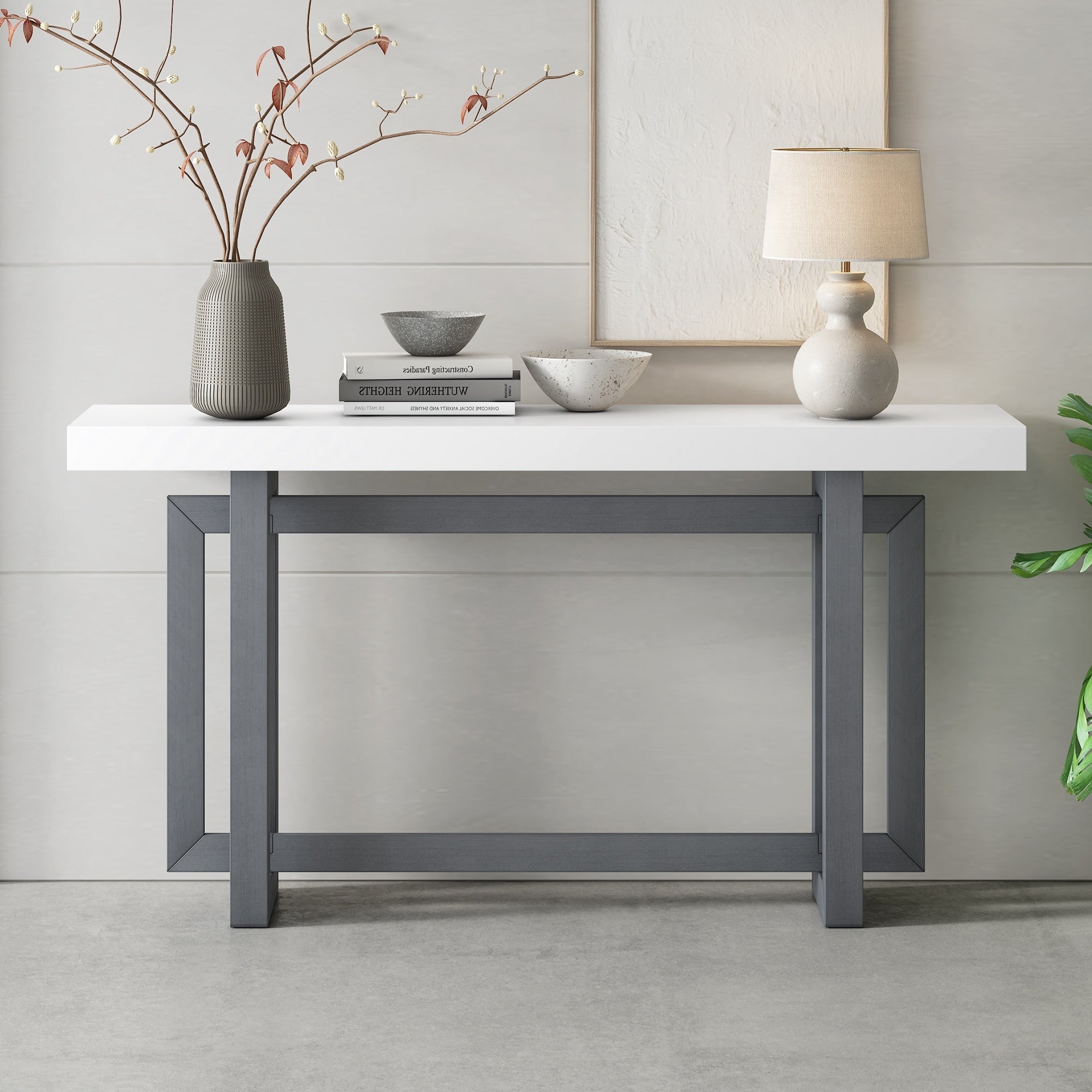 Versatile Entryway Table Sofa Table With Wood Legs Dark Gray White Console Table White Hallway Table Side Table Accent Table
