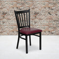 Black Vertical Back Metal Restaurant Chair 17 W X 20.25 D X 34.25 H