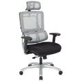 Vertical Grey Mesh Back Office Chair With Black Coal Freeflex Seat With Headrest