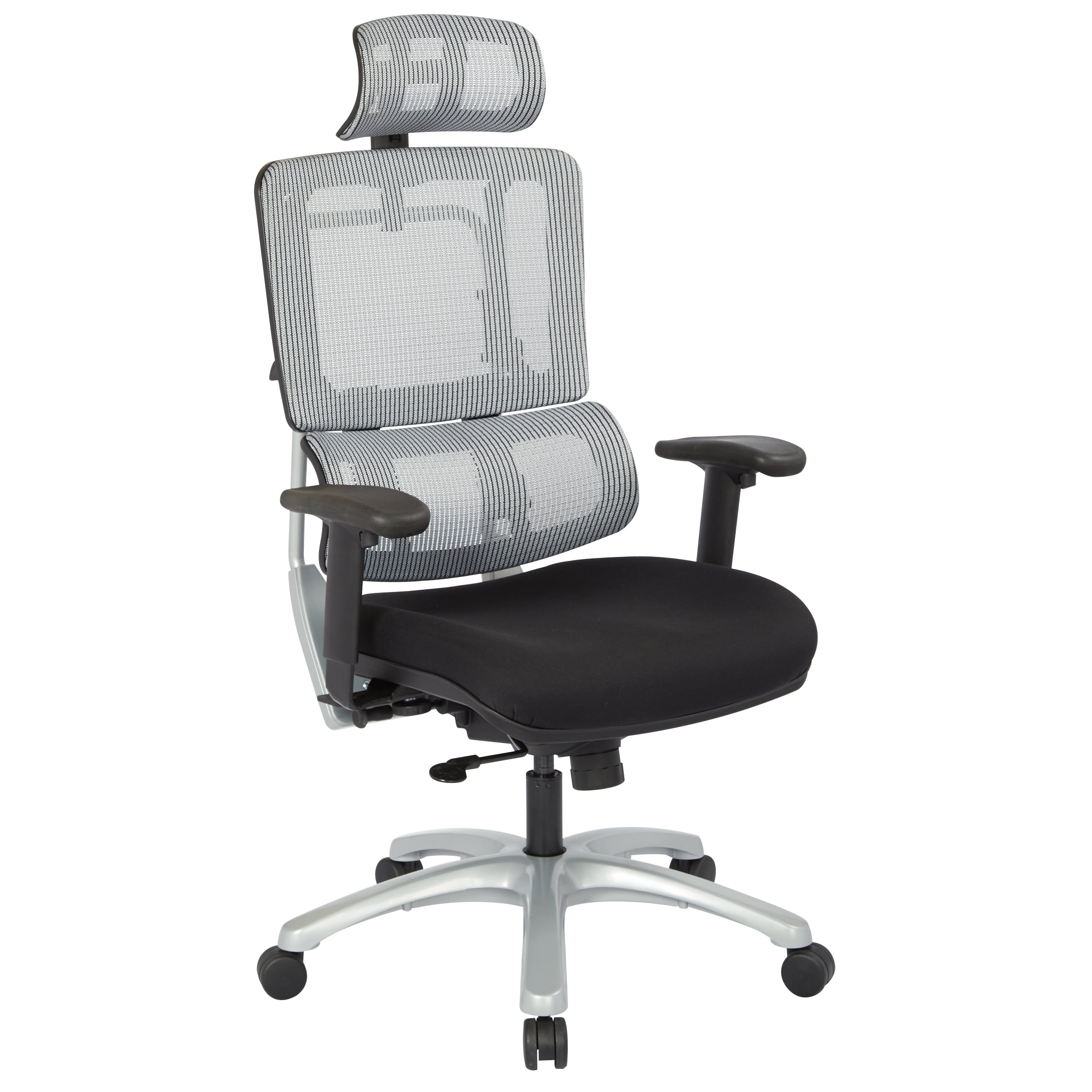 Vertical Grey Mesh Back Office Chair With Black Coal Freeflex Seat With Headrest