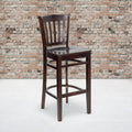 Vertical Slat Back Wooden Restaurant Barstool 16.75 W X 18.75 D X 43.75 H
