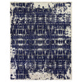 Vertigo Hand Knotted Wool Bamboo Silk Navy Gray Ivory Area Rug 8 X 10
