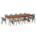 Vian 13 Piece Outdoor Rectangular Extendable Dining Table And Chairs Set Eucalyptus Wood Ideal For Patio 13 Pc