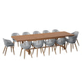 Vian 13 Piece Outdoor Rectangular Extendable Dining Table And Chairs Set Teak Finish Ideal For Patio 13 Pc