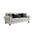 Viani Loveseat With Rolled Arms 4 Pillows White Chenille 69 Inch
