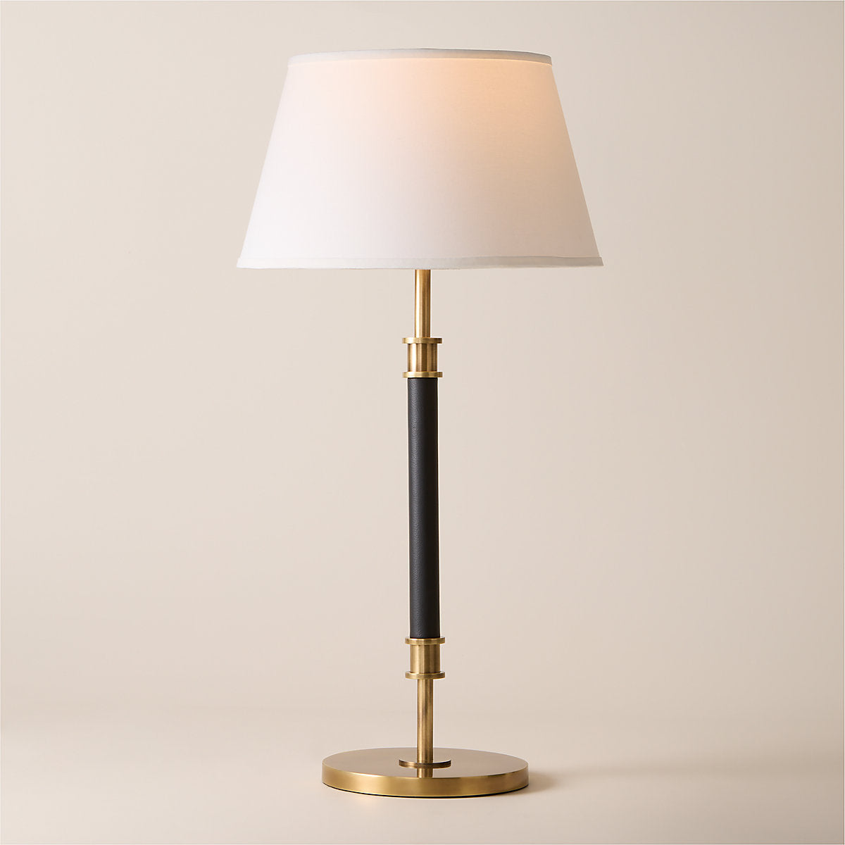 Viator Wrapped Black Leather Floor Lamp