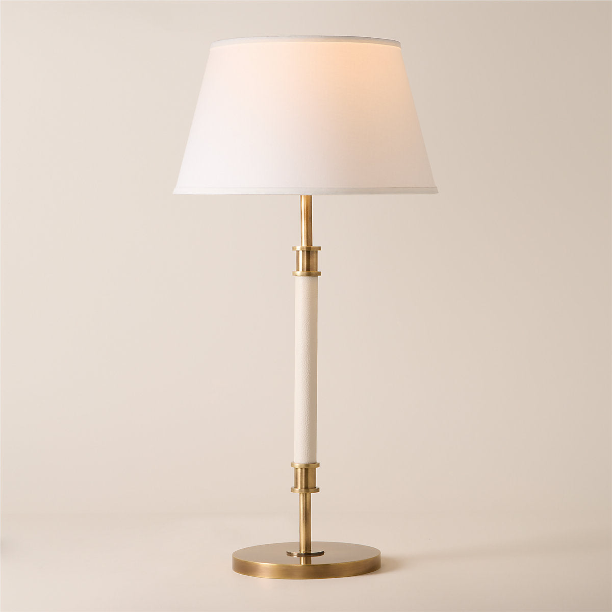 Viator Wrapped White Leather Floor Lamp