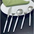 Hammered Flatware Set Of 20 Pieces Silver White