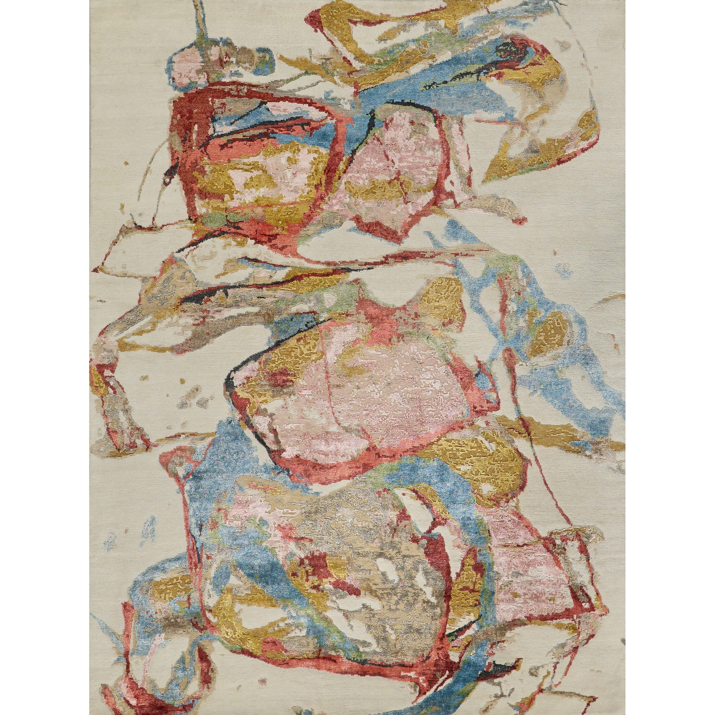 Vibrance Hand Knotted Wool Bamboo Silk Pink Red Blue Multi Area Rug