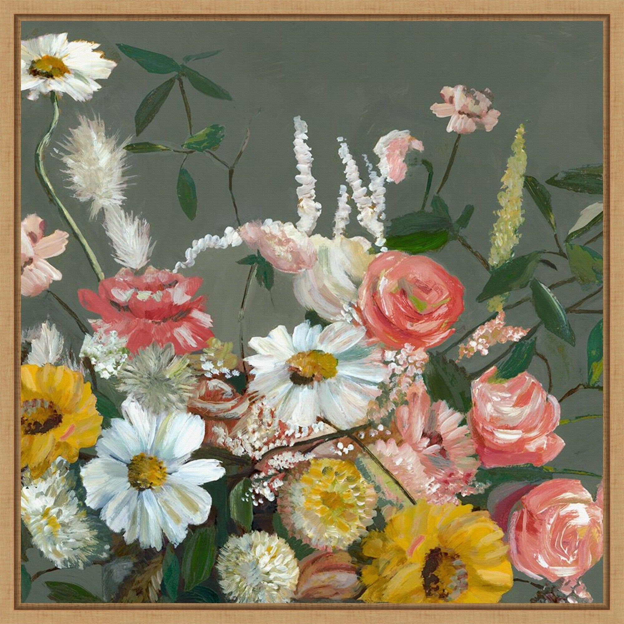 Vibrant Floral Harmony By Pi Studio Framed Canvas Wall Art
